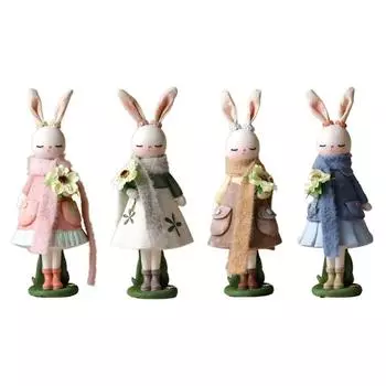Статуэтка пасхального кролика, шарф кролика из смолы, статуэтка, художественные промыслы, украшение, фестиваль, новогодняя вечеринка, фон, декор, аксессуар