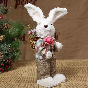 Статуэтка Пасхального кролика, стоящая статуя кролика, животное, настольный орнамент, тканая скульптура для спальни, female