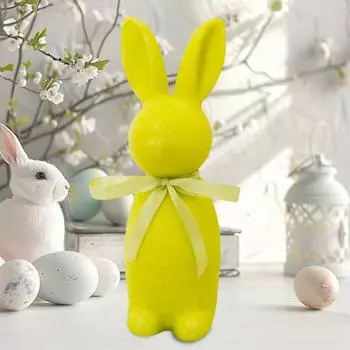Статуэтка пасхального кролика Yousheng, отдельно стоящая, украшение из пенопластового кролика, искусственный мох, флокированная фигурка кролика, центральный элемент для каминной полки обеденного стола