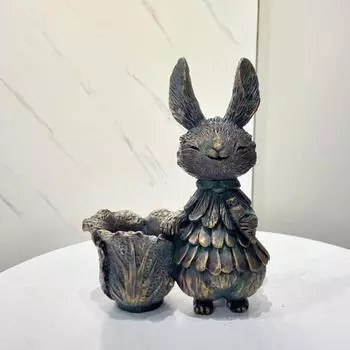 Статуэтка пасхального кролика Yousheng, статуэтка из смолы, мультяшный кролик, скульптура животного, украшение для дома, офиса, внутреннего и наружного сада, орнамент A кофейный