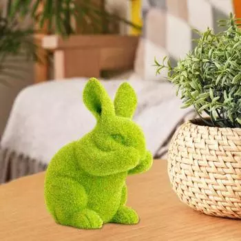 Статуэтка пасхального кролика Yousheng, зеленая стайная скульптура кролика, маленькая реалистичная статуэтка кролика, центральный элемент стола для весеннего сада, внутреннего дворика, домашнего декора B
