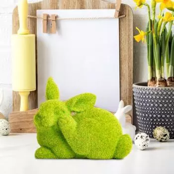 Статуэтка пасхального кролика, зеленая стайная скульптура кролика, маленькая реалистичная статуэтка кролика, настольная B