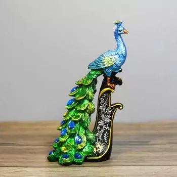 Статуэтка павлина из смолы в европейском стиле – элегантная статуэтка животного для украшения гостиной, кабинета и подарка A
