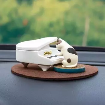 Статуэтка пианино и кота, смоляная пианистка, кошка, украшение, настольная мультяшная скульптура кота для домашнего офиса, стола, книжной полки, украшения бежевый