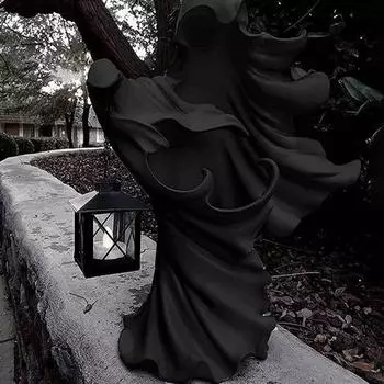 Статуэтка посланника ада на Хэллоуин с фонарем, черно-белая ведьма, призрачный свет, смоляная статуэтка, скульптура, украшение для внутреннего и наружного сада, орнамент белый