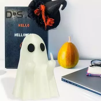 Статуэтка привидения на Хэллоуин, фигурка привидения в виде среднего пальца, светящаяся в темноте, жуткая фигурка привидения для украшения домашнего стола флуоресцентный зеленый