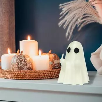 Статуэтка привидения на Хэллоуин, фигурка привидения в виде среднего пальца, светящаяся в темноте, жуткая фигурка привидения для дома