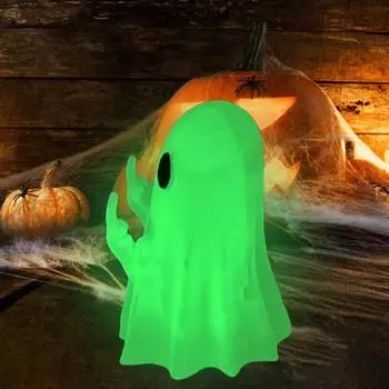 Статуэтка привидения на Хэллоуин Yousheng, фигурка привидения в виде среднего пальца, светящаяся в темноте, жуткая фигурка привидения для украшения домашнего стола флуоресцентный зеленый