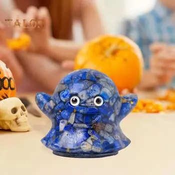 Статуэтка призрака из натурального камня на Хэллоуин с положительной исцеляющей энергией, вырезанная вручную, цветная, искусственная, кристаллическая, мини-статуэтка призрака, украшение для домашнего офиса и рабочего стола коричневый