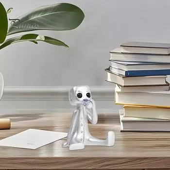 Статуэтка робота для психического здоровья, статуэтка пьющего робота из смолы, настольный приятель, компаньон по беспокойству, украшение для книжной полки дома или офиса серебряный