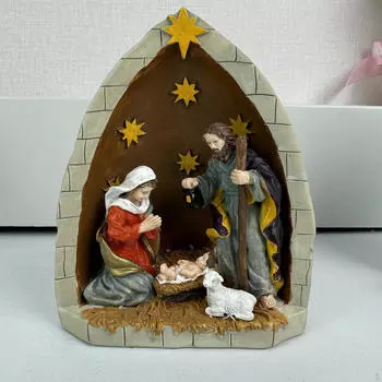 Статуэтка рождественского вертепа Иисуса, рождественское украшение, коллекционирование произведений искусства, сувенир, статуэтка Святого семейства для Brown