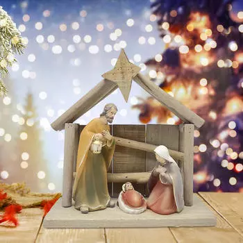 Статуэтка Рождественского вертепа, настольная фигурка, статуэтка Святого Семейства, украшение для