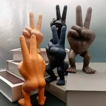 Статуэтка с двумя пальцами из смолы, скульптура в виде ножниц для домашнего офиса, книжной полки, украшение, рождественский фестиваль, подарок жёлтый