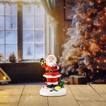 Статуэтка Санта-Клауса из смолы, рождественская статуэтка, настольное украшение, скульптура для спальни, With Gift Box