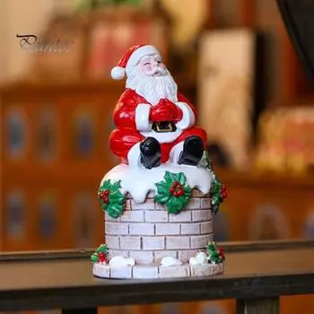 Статуэтка Санта-Клауса, расписанная смолой, Санта-Клаус, настольное украшение, мультяшная рождественская статуэтка Санты для домашнего офиса, праздничное украшение A