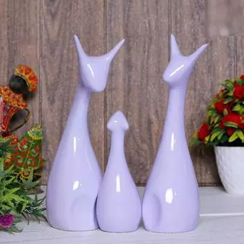 Статуэтка Счастливый Олень Семья Отделка под пианино Керамические фигурки Пара оленей Декоративная статуэтка - 25 см (Полирезин, Фиолетовый)