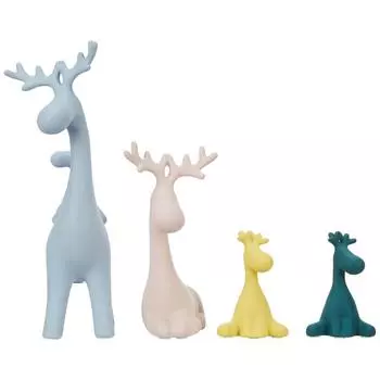 Статуэтка семьи оленей для домашнего декора | Набор фигурок из смолы (Упаковка из 4 штук, разноцветная)