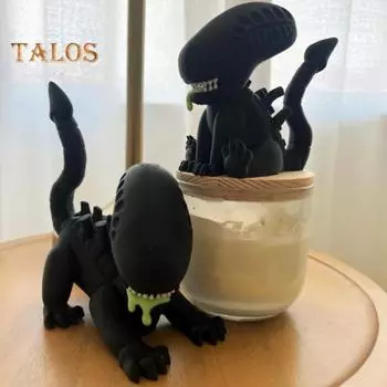 Статуэтка сидящего инопланетянина, ужас, черные инопланетяне, статуэтка из смолы, скульптура инопланетного существа, украшение для домашнего офиса, орнамент F