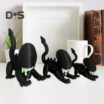 Статуэтка сидящего инопланетянина, ужас, черные инопланетяне, статуэтка из смолы, скульптура инопланетного существа, украшение для домашнего офиса, орнамент F