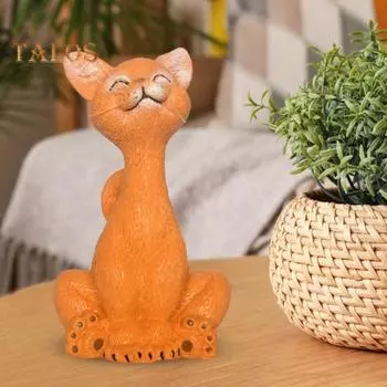 Статуэтка сидящего кота из смолы, мультяшный кот, украшения для стола, статуэтка кота для домашнего офиса, подарок любителю кошек серый