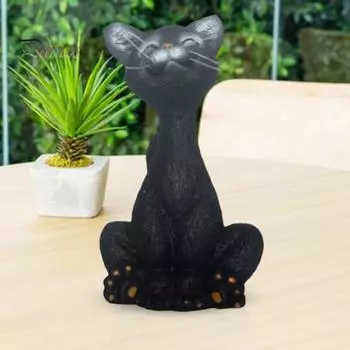 Статуэтка сидящего кота из смолы, мультяшный кот, украшения для стола, статуэтка кота для домашнего офиса, подарок любителю кошек серый