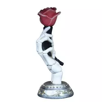 Статуэтка скелета руки, держащей розу, со светодиодной подсветкой, из полирезины, фигурка черепа с розой, готический домашний декор для Дня Мертвых, подарок на День святого Валентина 1pc