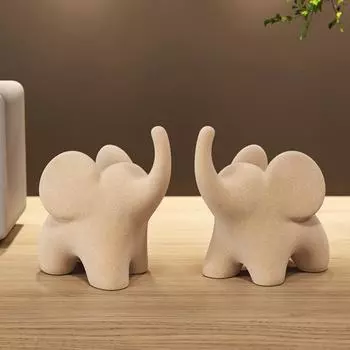 Статуэтка слона, мини-фигурка слона из смолы, белый флокированный слон, центральный элемент стола для домашнего офиса, книжной полки, подставки под телевизор, декор белый