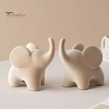 Статуэтка слона, мини-фигурка слона из смолы, белый флокированный слон, центральный элемент стола для домашнего офиса, книжной полки, подставки под телевизор, декор белый