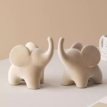 Статуэтка слона Yousheng, мини-фигурка слона из смолы, белый флокированный слон, центральный элемент стола для домашнего офиса, книжной полки, подставки под телевизор, декор белый