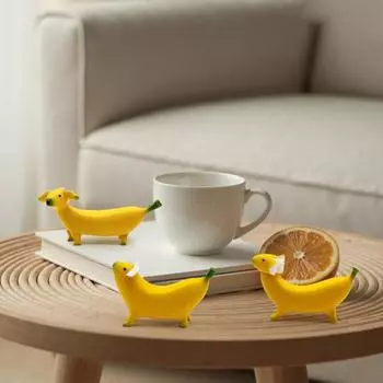 Статуэтка собаки-банана, смоляное украшение в виде щенка-банана, комнатная статуэтка животного для садового кашпо, украшение домашнего офиса, стола S