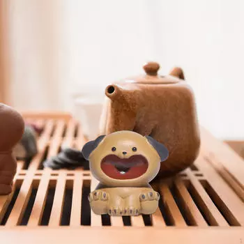 Статуэтка собаки для чая, скульптура животного, украшение стола, миниатюрная фигурка щенка, фиолетовая