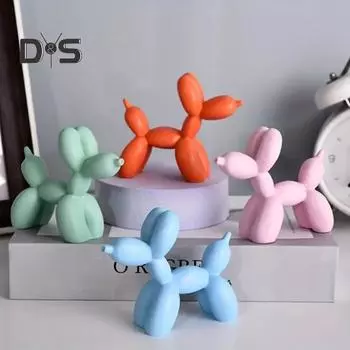 Статуэтка собаки из смолы, скандинавский щенок, настольное украшение, однотонная мини-скульптура щенка для гостиной, офиса, спальни серебряный