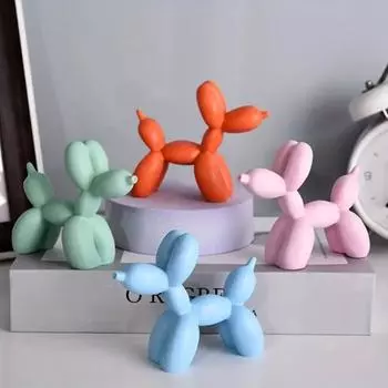 Статуэтка собаки из смолы, скандинавский щенок, настольное украшение, однотонная мини-скульптура щенка для гостиной, офиса, спальни чёрный