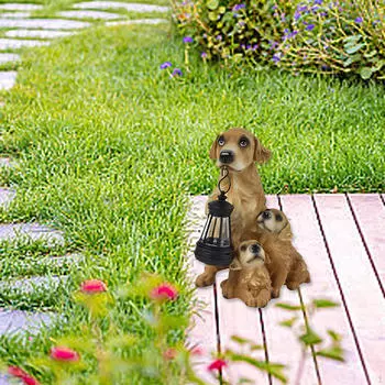 Статуэтка собаки, щенок, украшение, забавная семейная скульптура животного, статуэтка для садового крыльца