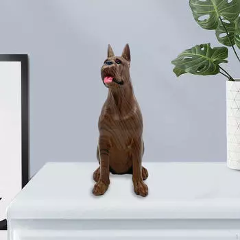 Статуэтка собаки, статуэтка животного для домашнего офиса, декор, подарок Wood Grain Color
