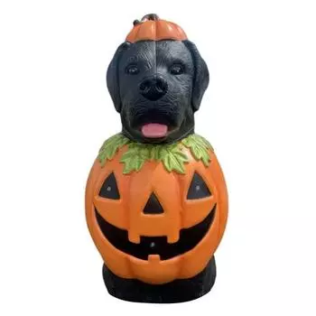 Статуэтка собаки тыквы на Хэллоуин, голова черного лабрадора на тыкве, фигурка для Хэллоуина, для домашнего декора в помещении и на улице, для сада Dog