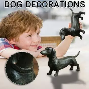 Статуэтка собаки, устойчивая к погодным условиям, не выцветающая, устойчивая к царапинам и падениям, коллекционная, ручная работа, длинная скульптура собаки, садовый декор чёрный