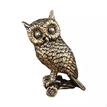 Статуэтка совы из латуни, прочная ручная работа, украшение стола, украшение для дома, украшение для животных