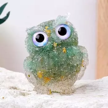 Статуэтка совы из натурального хрусталя, статуэтка совы из смолы ручной работы, наполненная хрустальными камнями, настольное украшение в виде совы для домашнего офиса, автомобиля, исцеление рейки