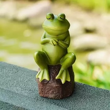 Статуэтка спящей лягушки для сада, лягушка из смолы, украшение для улицы, водонепроницаемая лягушка на камне, фигурка для патио, газона, двора, горшечных растений, декор Frog