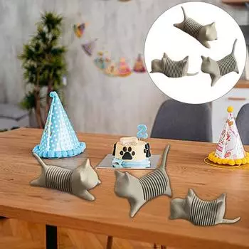 Статуэтка стоящего весеннего кота, черная серая статуэтка котенка, скульптура, игрушка для снятия стресса и беспокойства, украшение для рабочего стола Random Style серый