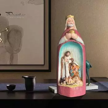 Статуэтка трех волхвов, рождественский вертеп, сцена рождения Иисуса, волхвы, смоляная статуэтка, скульптура, рождественское украшение для рабочего стола, орнамент L зелёный