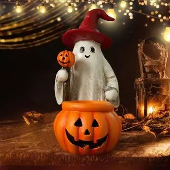Статуэтка-тыква Yousheng Ghost, мини-украшение для стола с привидением на Хэллоуин, стоящая фигурка-призрак из смолы для домашнего декора, обеденного стола, подноса A