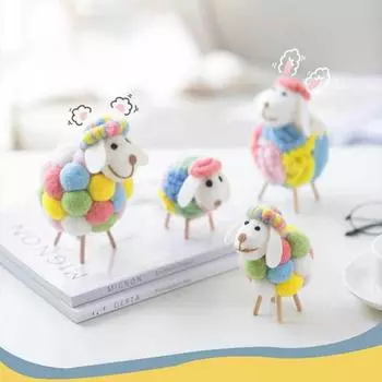 Статуэтка устойчивой овцы, удобная на ощупь, 3 размера, миниатюрные овцы ручной работы из фетра, товары для вечеринок M B разноцветный