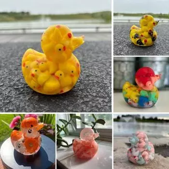 Статуэтка утки из уток, рождественская хеллоуинская ведьма, радужная желтая статуя утки, скульптура животного из смолы, украшение для рабочего стола, орнамент F