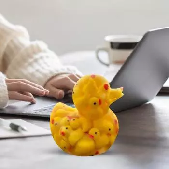 Статуэтка утки из уток, рождественская хеллоуинская ведьма, радужная желтая статуя утки, скульптура животного из смолы, украшение для рабочего стола, орнамент F