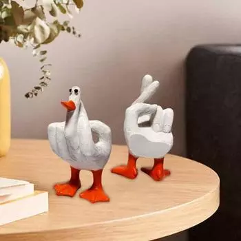 Статуэтка утки на среднем пальце, настольное украшение из смолы в виде утки, скульптура утки на среднем пальце, утка, которую вы заткнете, подарок для друзей семьи белый