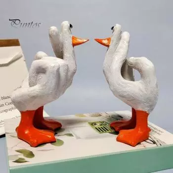 Статуэтка утки на среднем пальце, настольное украшение из смолы в виде утки, скульптура утки на среднем пальце, утка, которую вы заткнете, подарок для друзей семьи белый