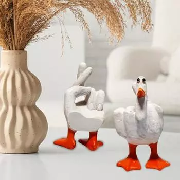 Статуэтка утки на среднем пальце, настольное украшение из смолы, скульптура утки на среднем пальце