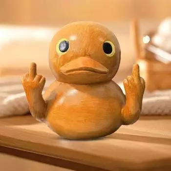 Статуэтка утки со средним пальцем, деревянная текстура, маленькая желтая статуэтка-поводок утки S